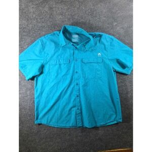 Rugged Earth Outfitters Mens XL Teal Blue Performance Short Sleeve Hiking Shirt